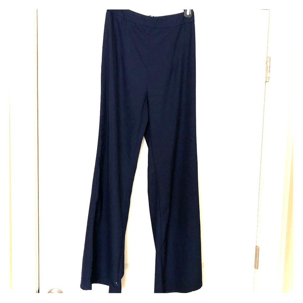 high waisted, navy blue. Wear to work or out